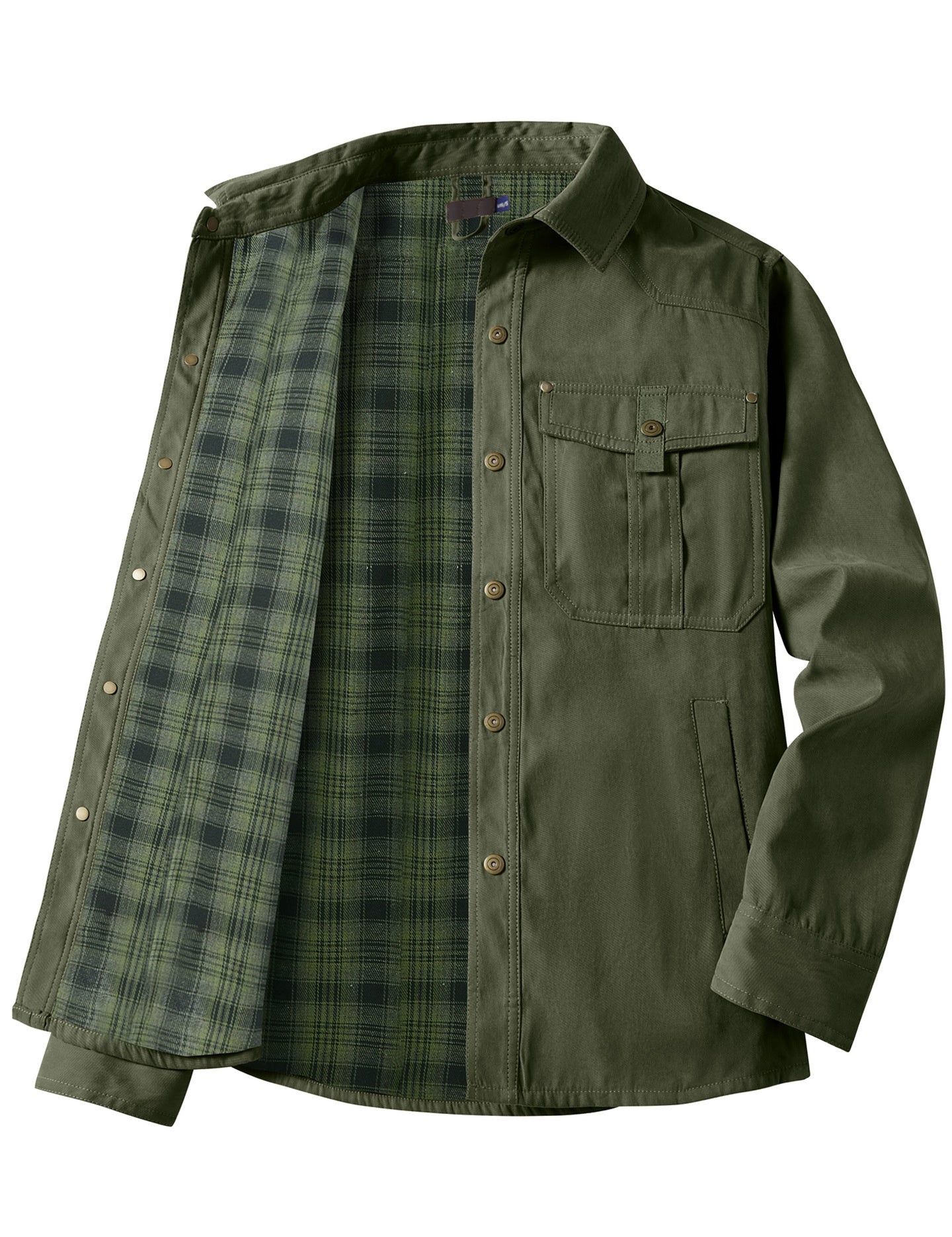 George Fletcher | Black Plaid Flannel-Lined Shirt Jacket