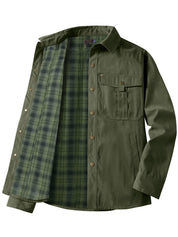George Fletcher | Veste-chemise à carreaux noirs doublée en flanelle
