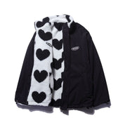 Cecily Wilson | Heart Print Fleece Zip-Up Coat
