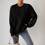 Beatrice Turner | White Cable Knit Crew-Neck Sweater