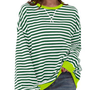 Millicent Turner | Striped Oversized Round Neck Sweatshirt