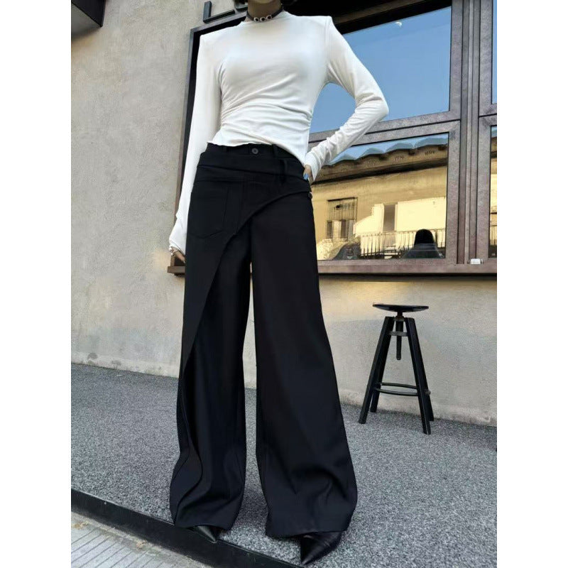 Penelope Hill | Pantalon large à jambes larges et empiècement asymétrique