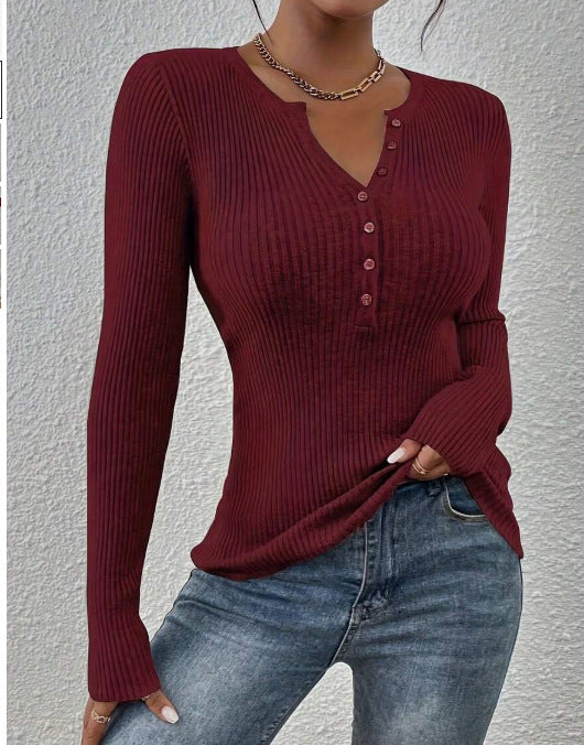 Phoebe Walker | Pink Ribbed Knit Button-Front Sweater