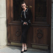 Beatrice Sutcliffe | Ribbed Knit Collared Midi Dress