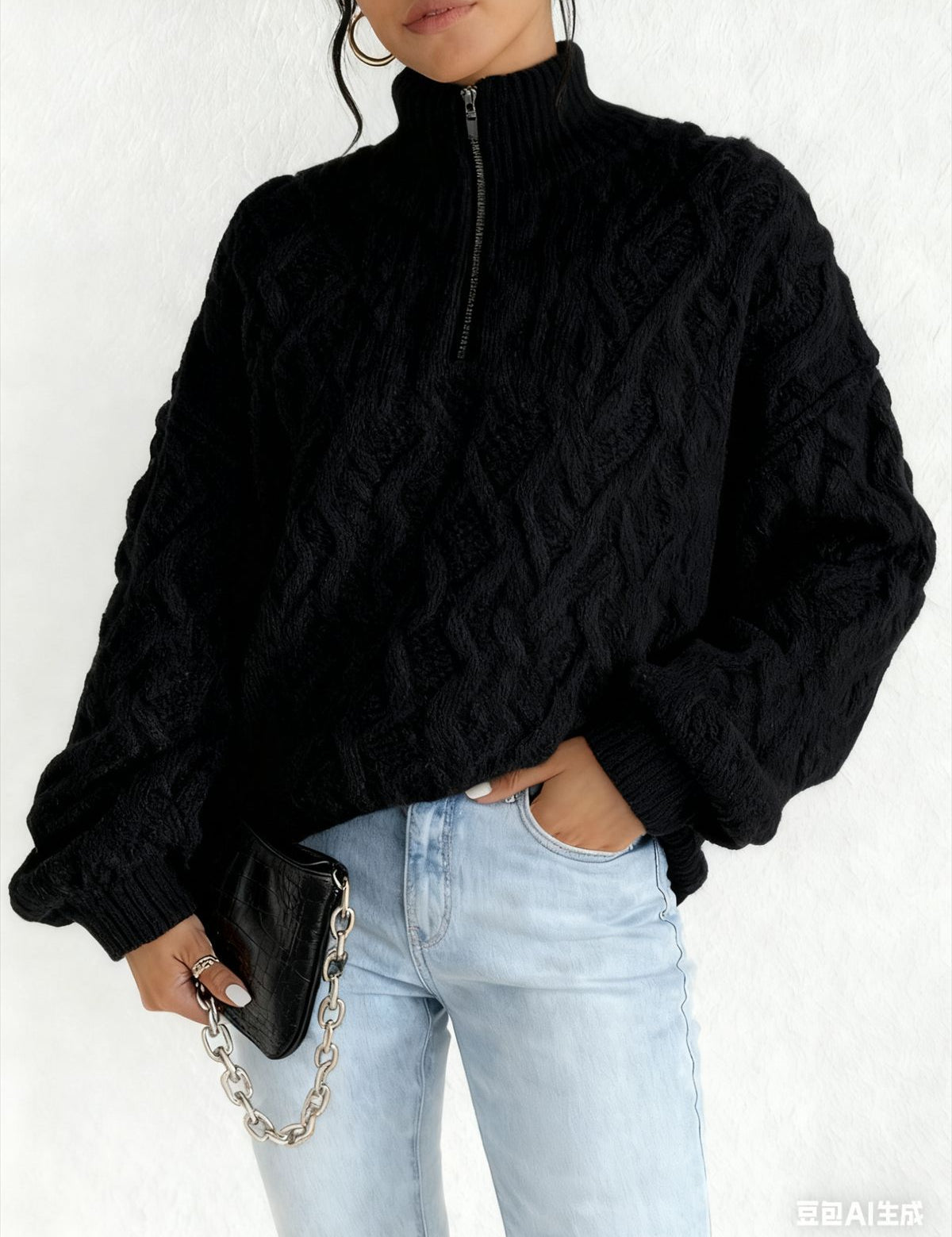 Rosie Kerr | Pull en polaire torsadée à demi-zip