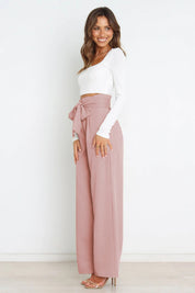 Isabelle Fontaine | Navy High Waist Paperbag Trousers with Bow Detail