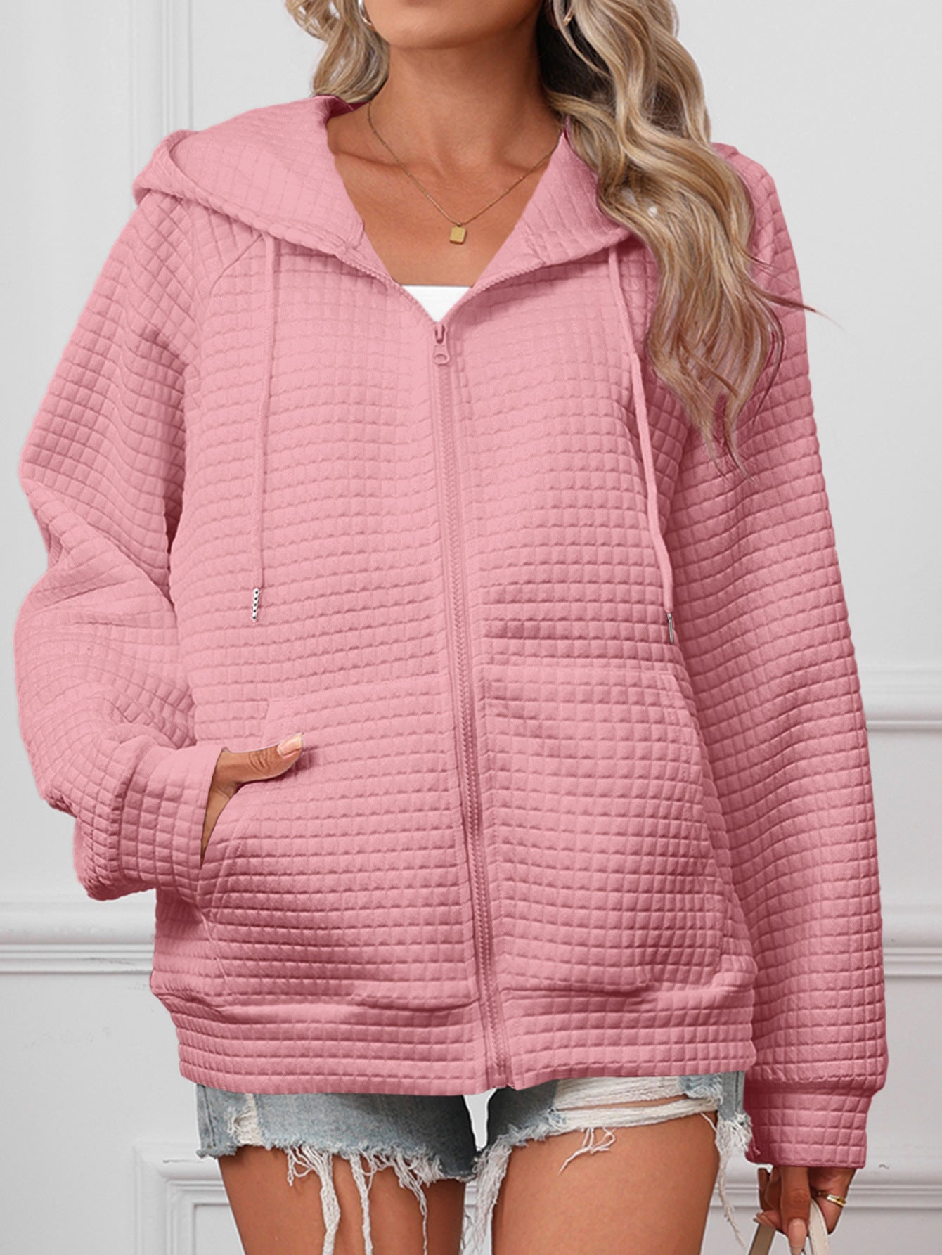 Penelope Baker | Textured Zip-Up Hooded Jacket