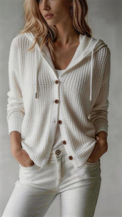 Winifred Ashworth | Hooded Knit Cardigan with Button Front