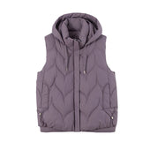 Isla Lawson | Hooded Quilted Gilet in Warm Coffee Brown