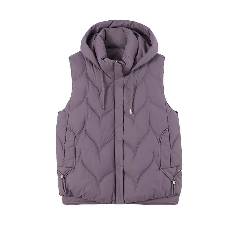Isla Lawson | Hooded Quilted Gilet in Warm Coffee Brown