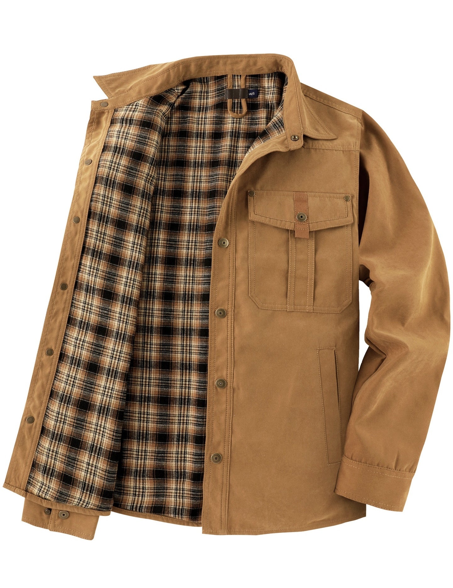 George Fletcher | Black Plaid Flannel-Lined Shirt Jacket