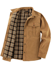 George Fletcher | Veste-chemise à carreaux noirs doublée en flanelle