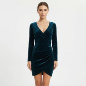 Felicity Carter | Velvet V-Neck Wrap Cocktail Dress