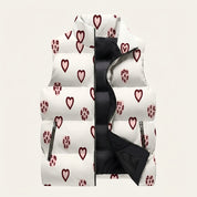 Felicity Dawson | Heart Print Puffer Gilet with Stand Collar & Zip Pockets