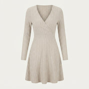 Felicity Harrison | Ribbed Knit Wrap Dress with V-Neck