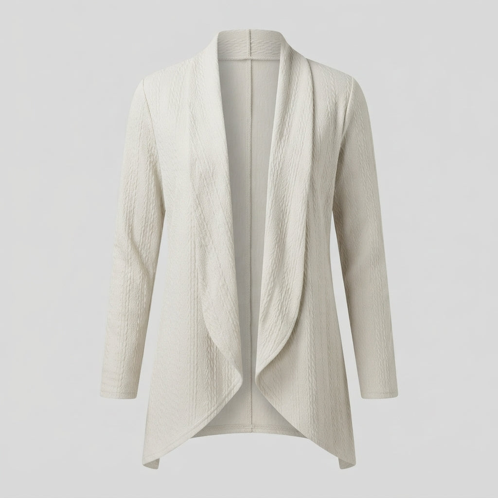Felicity Wood | Draped Cable-Knit Open Cardigan
