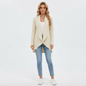 Felicity Wood | Draped Cable-Knit Open Cardigan