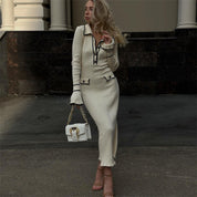 Beatrice Sutcliffe | Ribbed Knit Collared Midi Dress