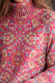 Cecily Hartwell | Vintage Floral Turtleneck Knit Sweater