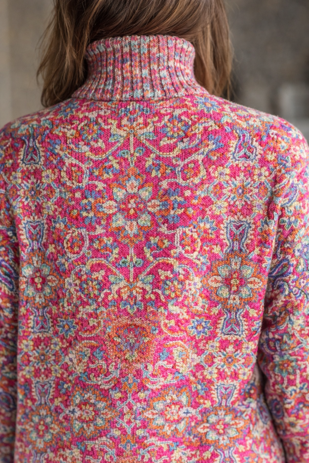 Cecily Hartwell | Vintage Floral Turtleneck Knit Sweater