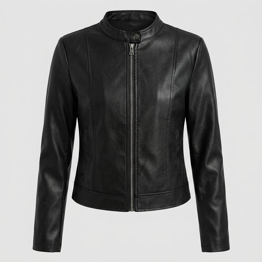 Flora Barclay | Veste de motard courte en similicuir