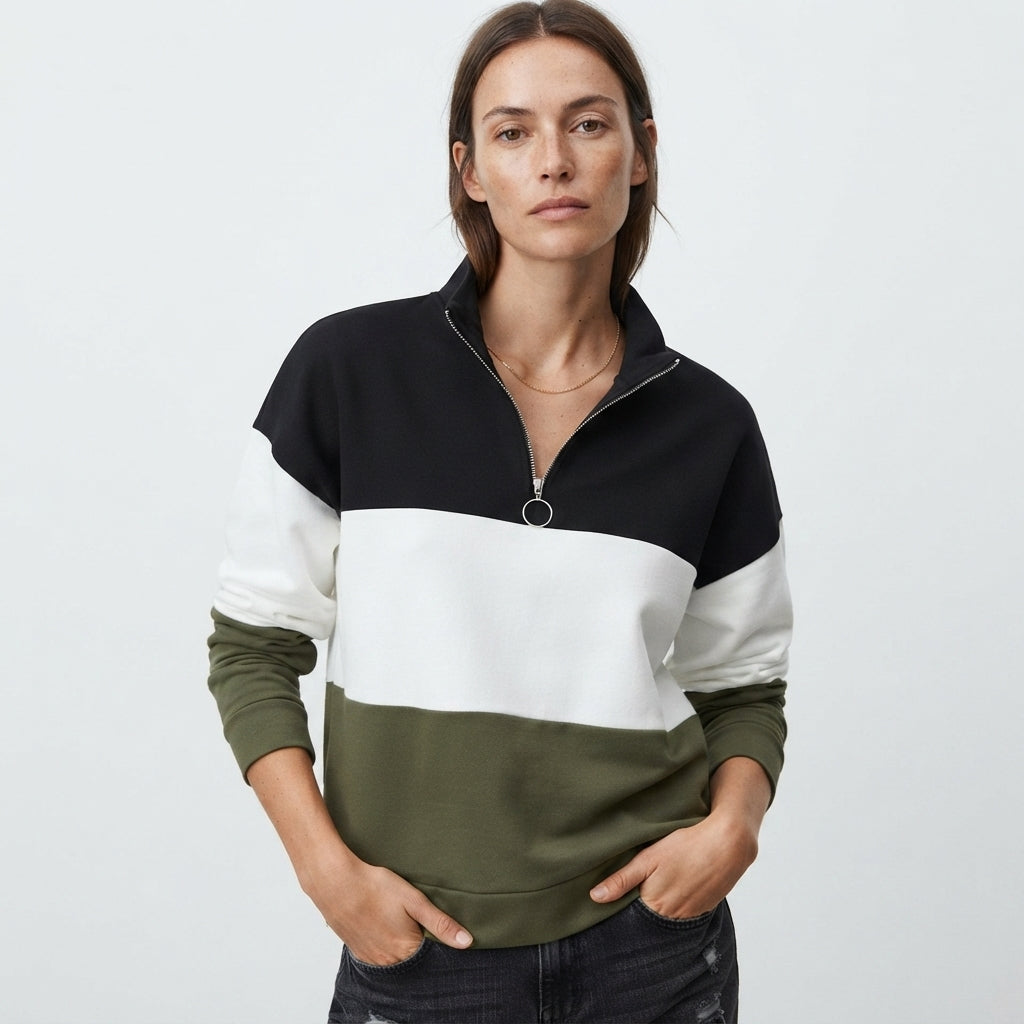 Florence Baker | Colour Block Quarter-Zip Sweatshirt
