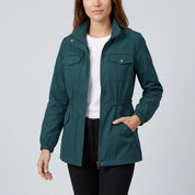 Frances Hobbs | Khaki Drawstring Waist Windbreaker Jacket - Blue