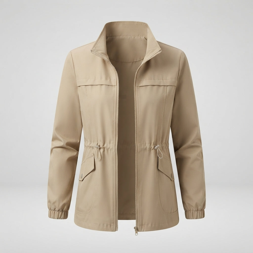 Georgina Baker | Veste de travail kaki à taille coulissée