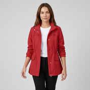 Frances Hobbs | Khaki Drawstring Waist Windbreaker Jacket - Red