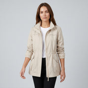 Frances Hobbs | Khaki Drawstring Waist Windbreaker Jacket - White