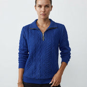Freya Thompson | Cable Knit Half-Zip Sweatshirt