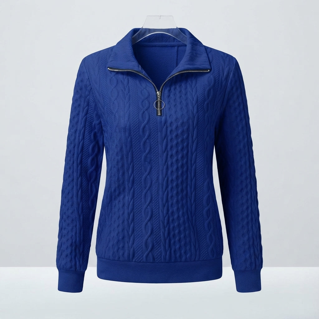 Freya Thompson | Cable Knit Half-Zip Sweatshirt