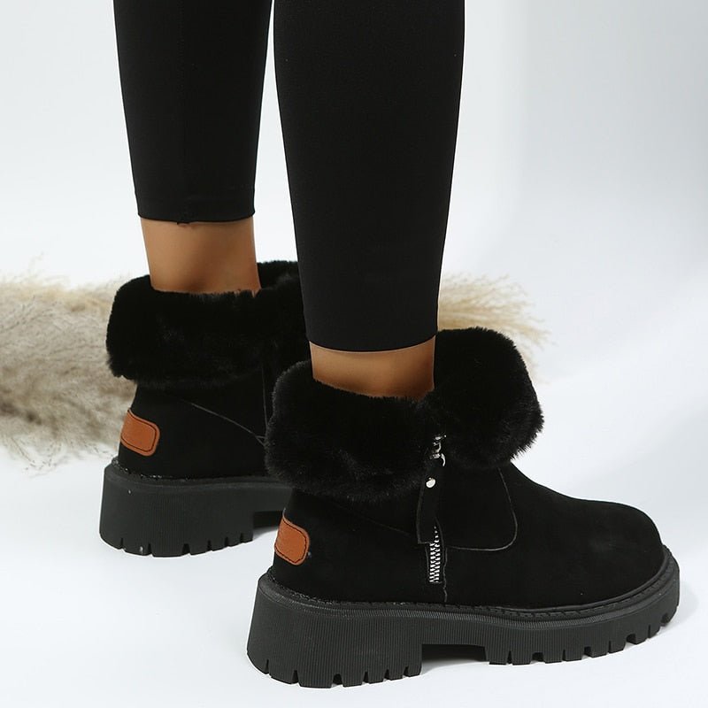 Edith Wood | Bottines noires doublées en fausse fourrure