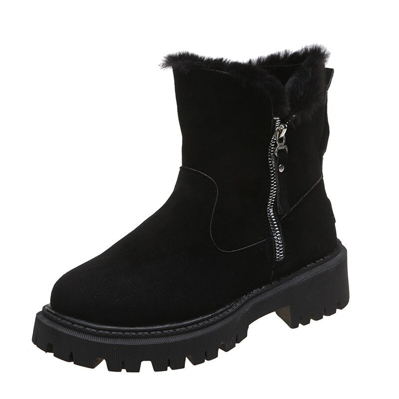 Edith Wood | Bottines noires doublées en fausse fourrure