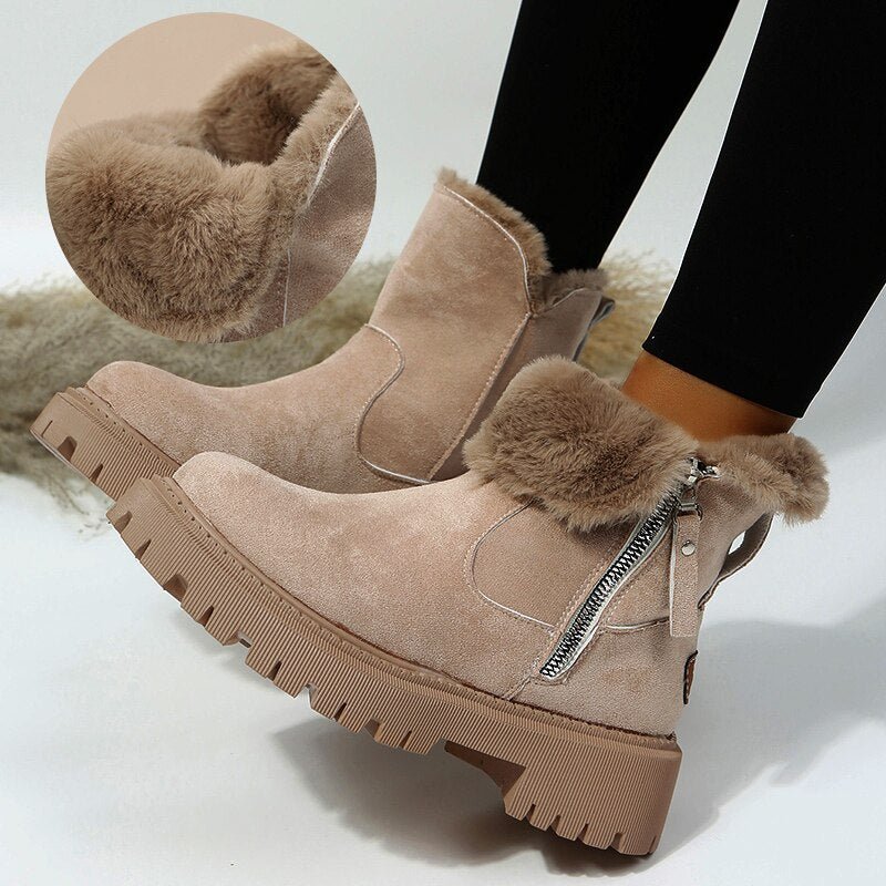 Edith Wood | Bottines noires doublées en fausse fourrure