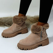 Edith Wood | Bottines noires doublées en fausse fourrure