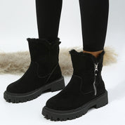 Edith Wood | Bottines noires doublées en fausse fourrure
