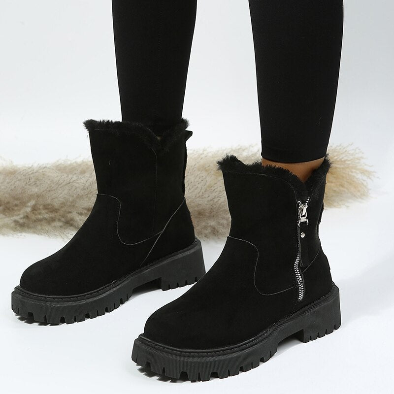 Edith Wood | Bottines noires doublées en fausse fourrure