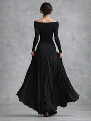 Verity Campbell | Long Sleeve Boat Neck Maxi Dress in Black