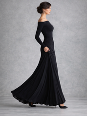 Verity Campbell | Long Sleeve Boat Neck Maxi Dress in Black