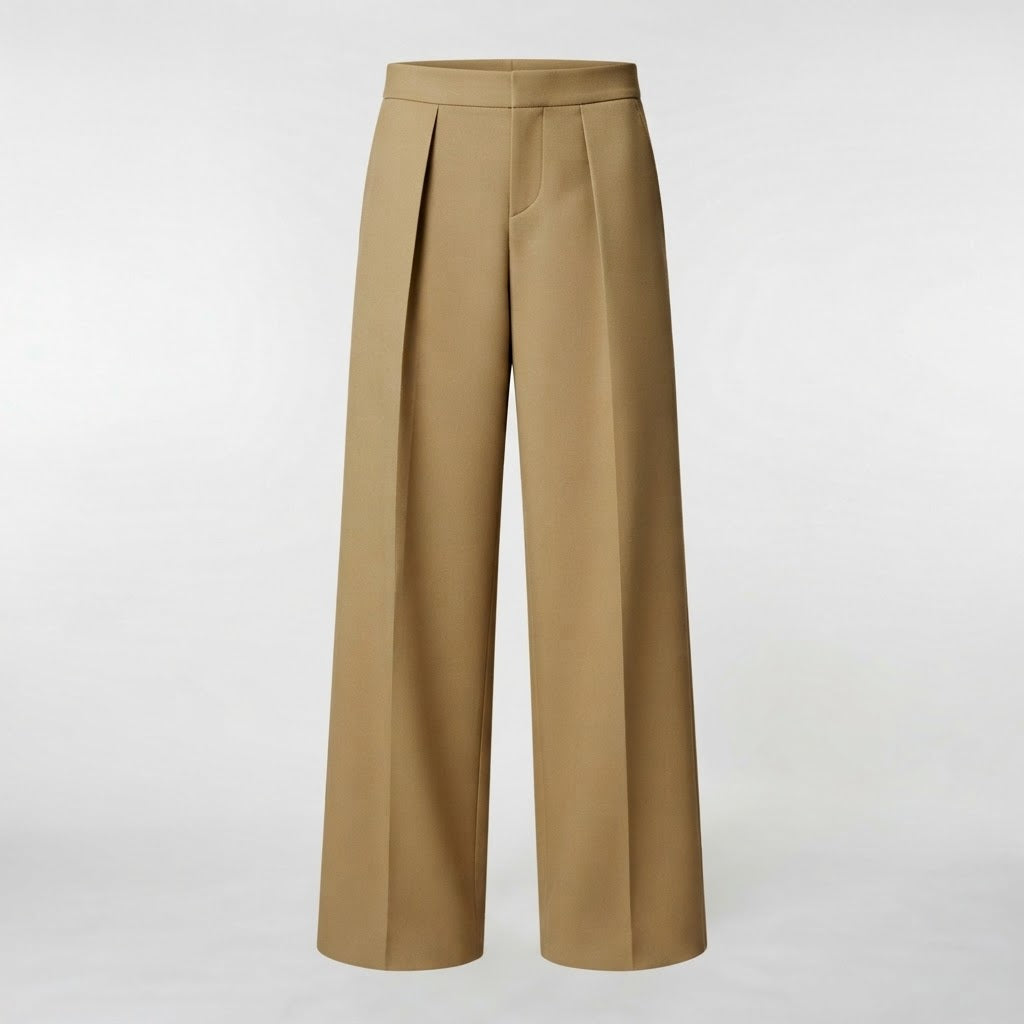 George Hill | Wide-Leg Pleated Trousers in Camel