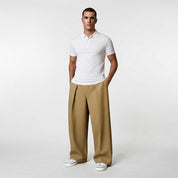 George Hill | Wide-Leg Pleated Trousers in Camel