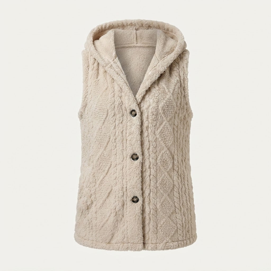 Georgina Wright | Hooded Faux Fur Sleeveless Vest Cardigan