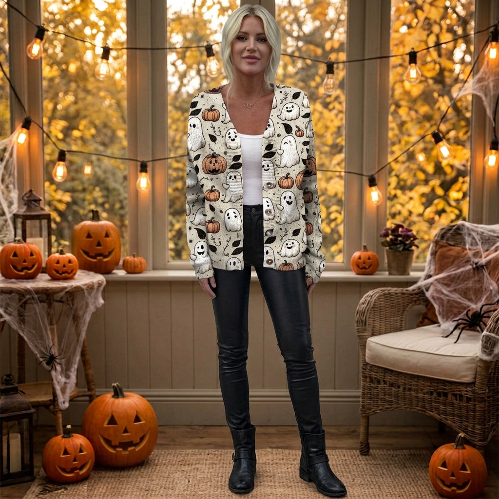 Ghoulish Grove | Pull d’Halloween fantôme et citrouille pour femme