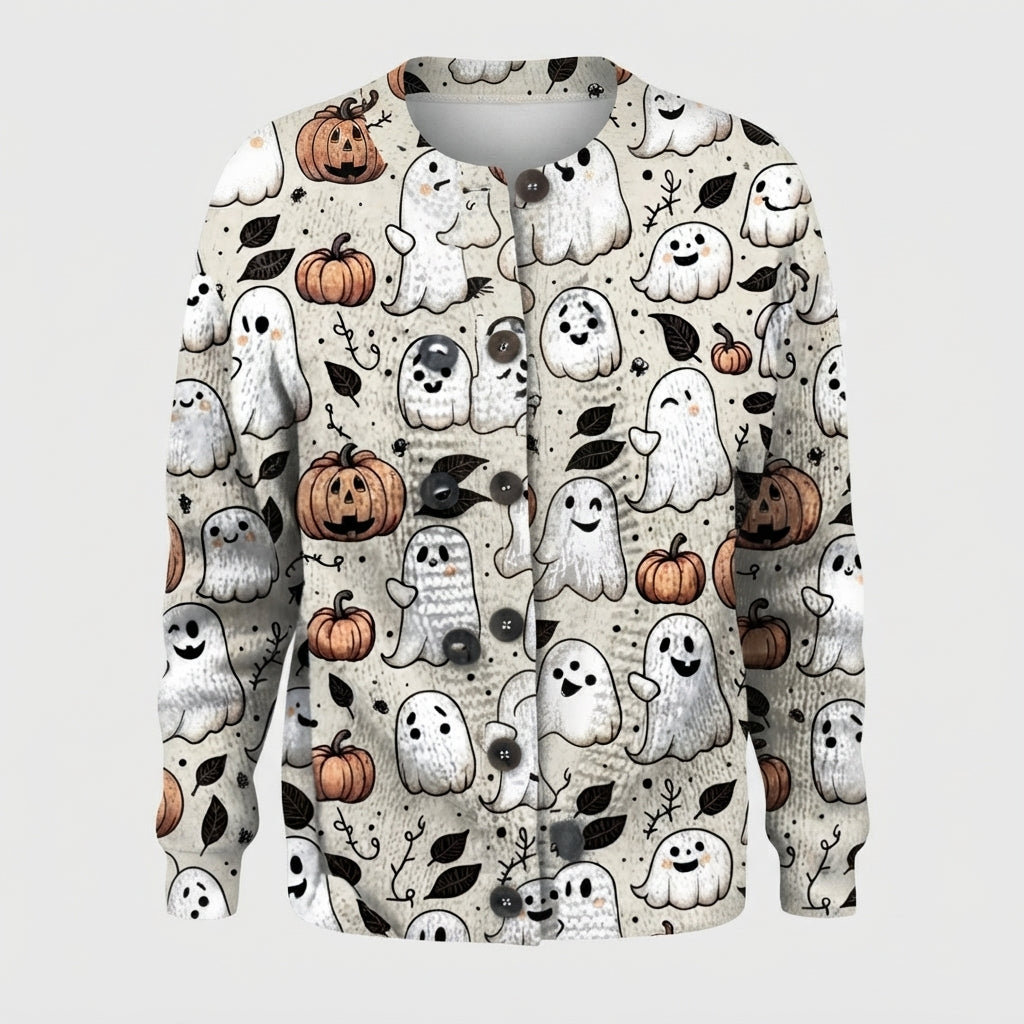 Ghoulish Grove | Pull d’Halloween fantôme et citrouille pour femme