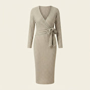 Grace Edwards | V-Neck Knit Wrap Midi Dress For Women