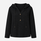 Grace Taylor | Hooded Buttoned Knit Sweatshirt