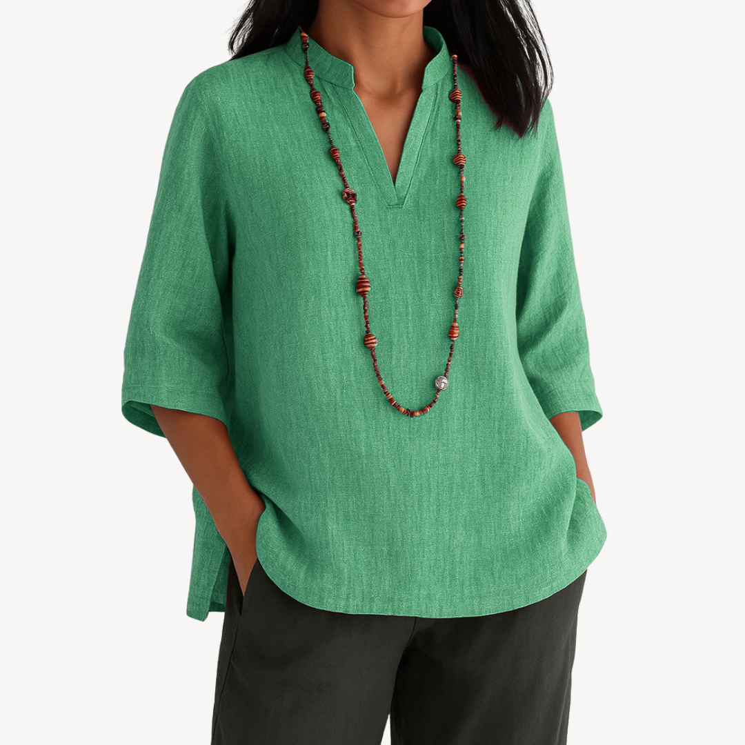 Tiffany Norris | Blouse en lin à col en V pour femmes
