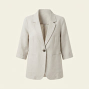 Harriet Morris | Cotton-Linen Three-Quarter Sleeve Blazer Jacket For Women