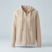 Harriet Turner | Beige Cable-Knit Zip-Up Hoodie Cardigan